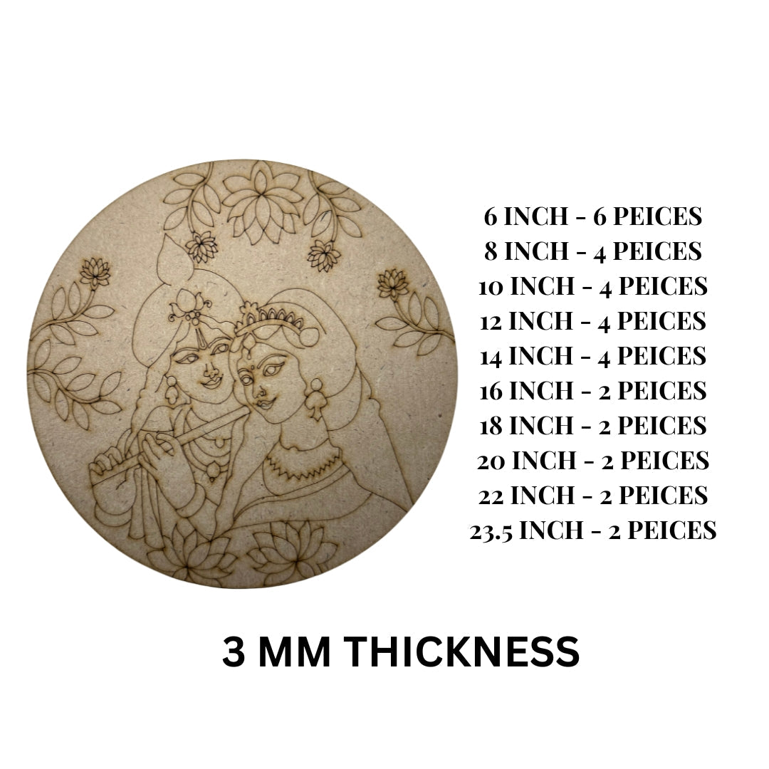 MDF Premarked Round Radha-Krishna-419