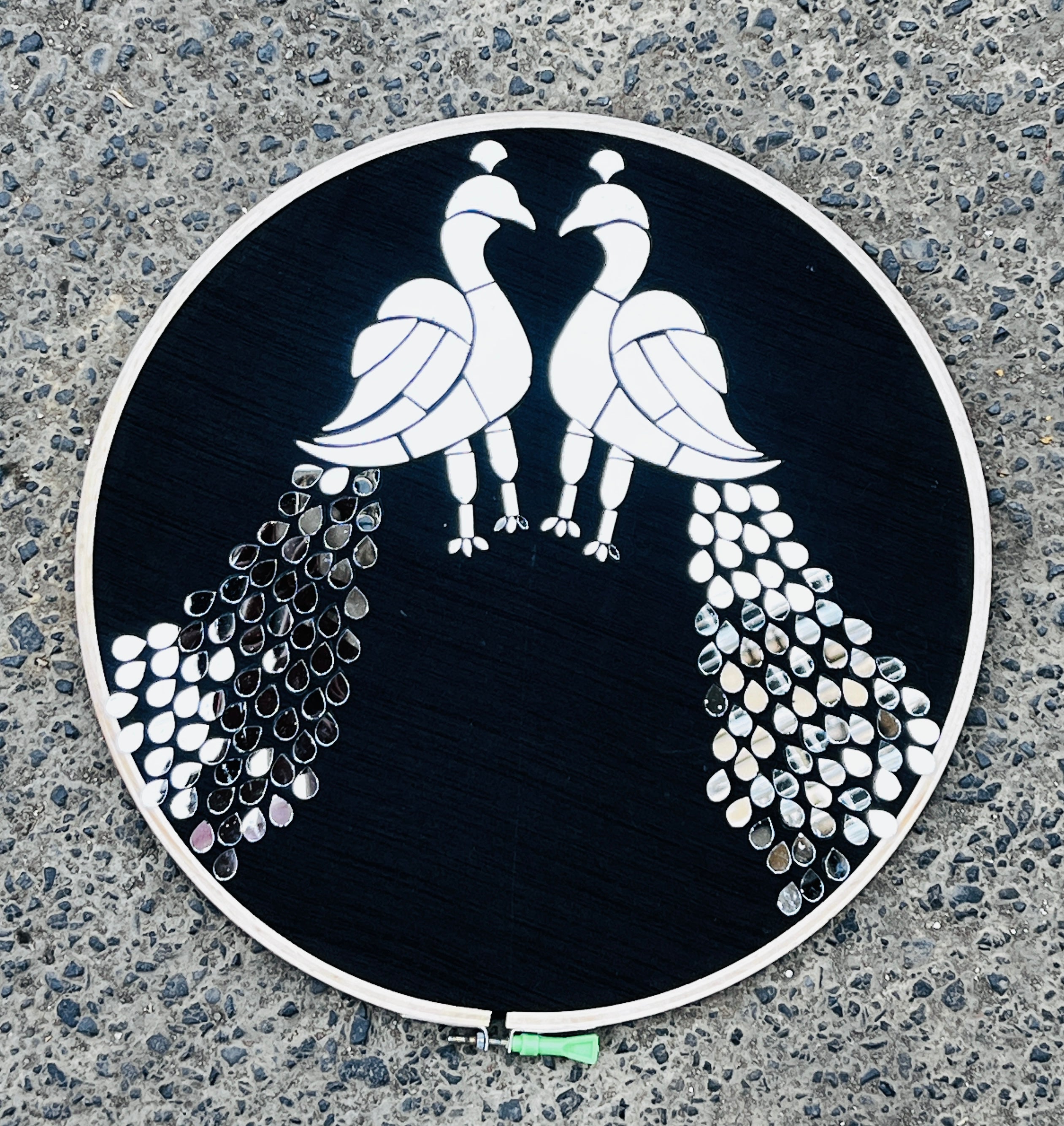 Fancy silver peacock shape mirror M-1179-L