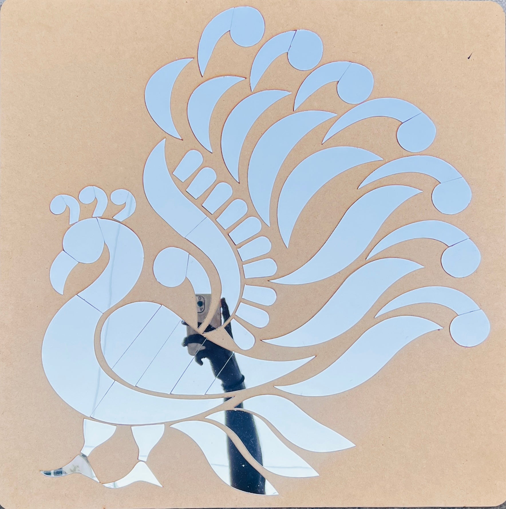 Fancy silver peacock shape mirror M-1215 (only mirror)