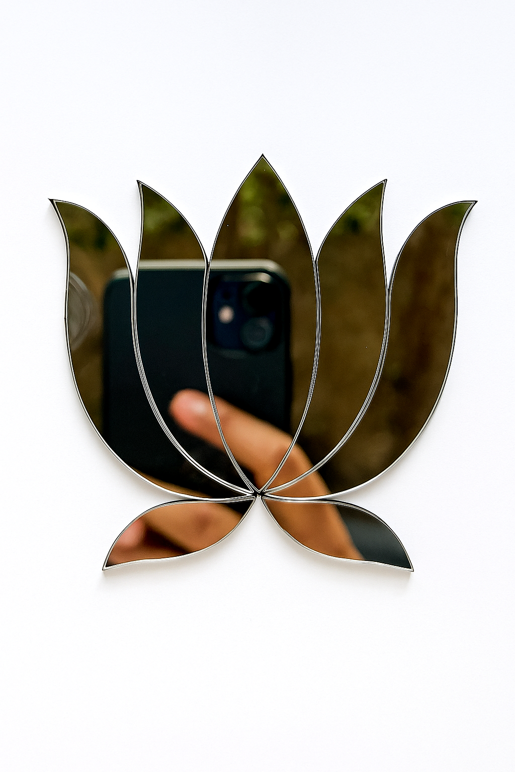 Fancy Lotus shape silver mirror K-1143