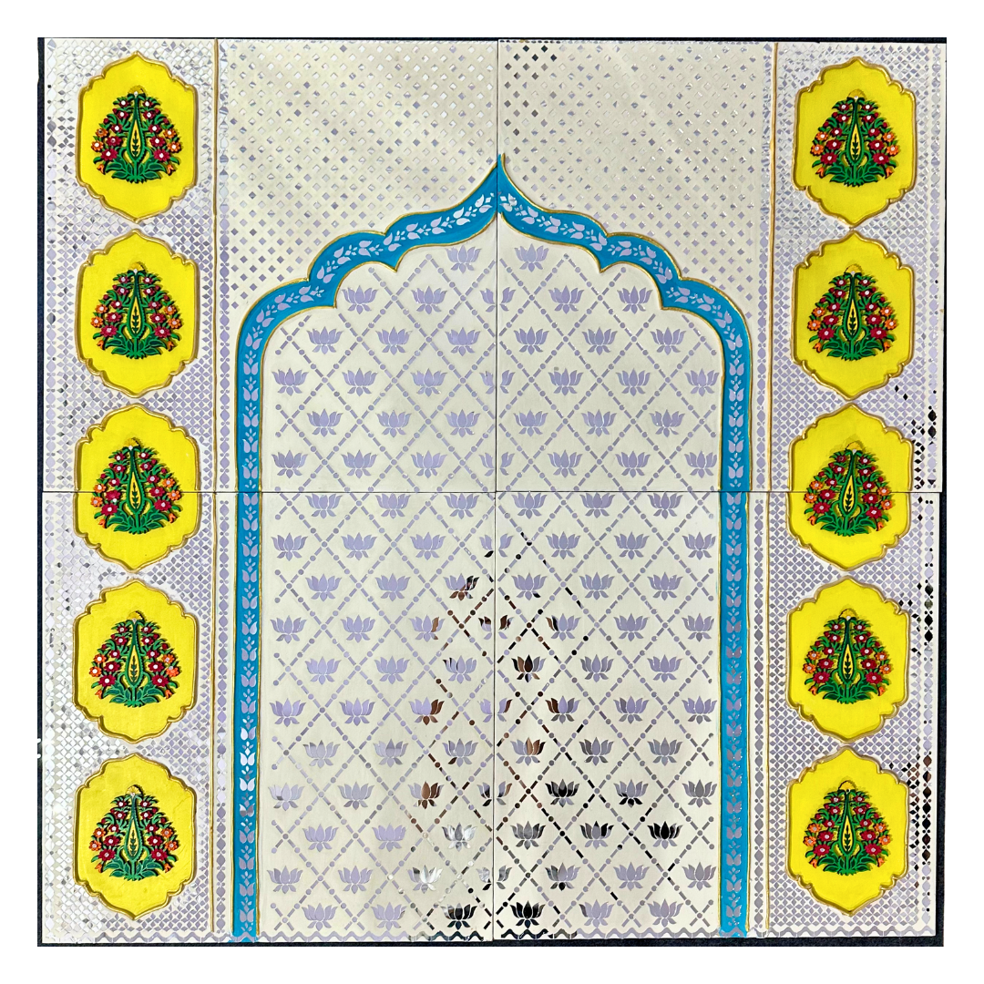 Decorative Premarked Square lotus panel - 527 ( with mirrors)
