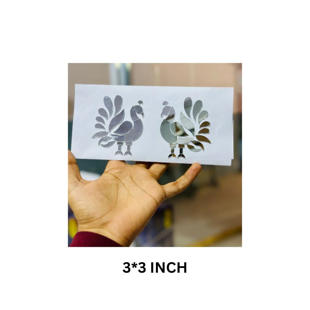 Fancy silver peacock shape mirror (Left & Right) P-1427