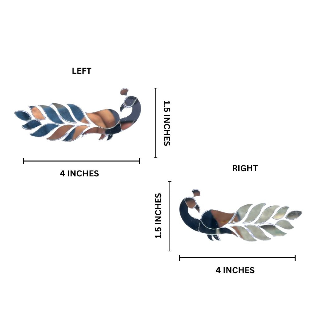 Fancy silver peacock shape mirror (Left & Right) P-1416