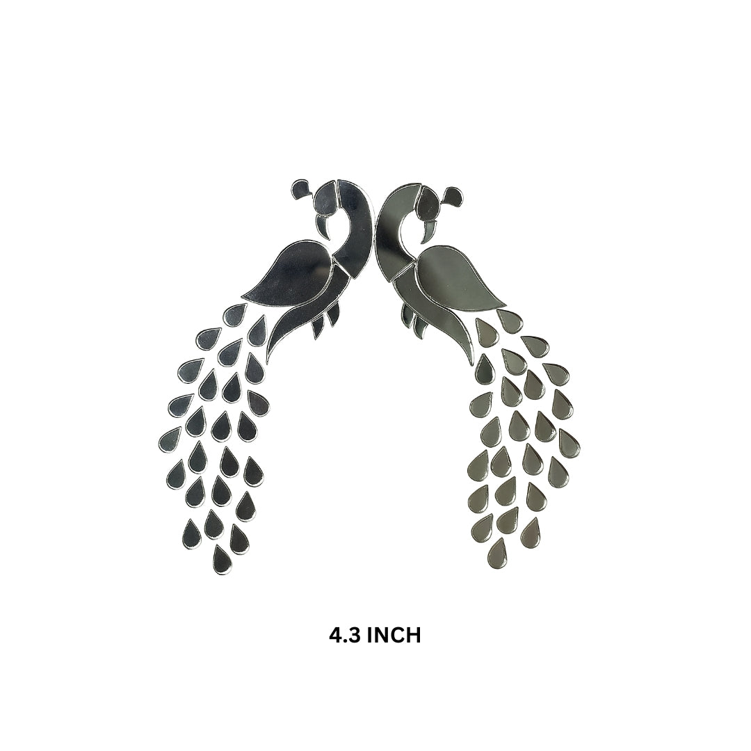 Fancy silver peacock shape mirror-1424