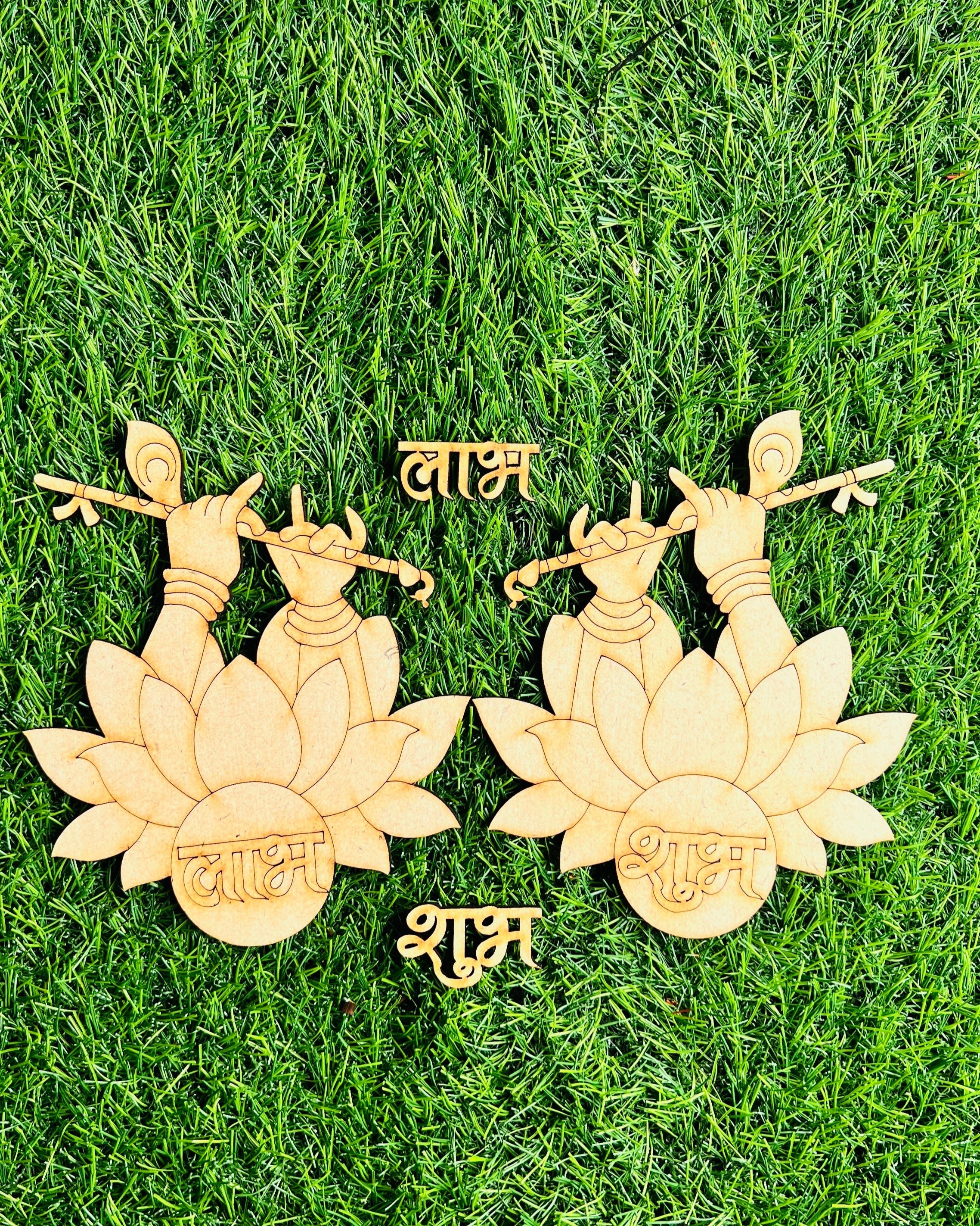 MDF Premarked Shubh-Labh Lotus cutout-269