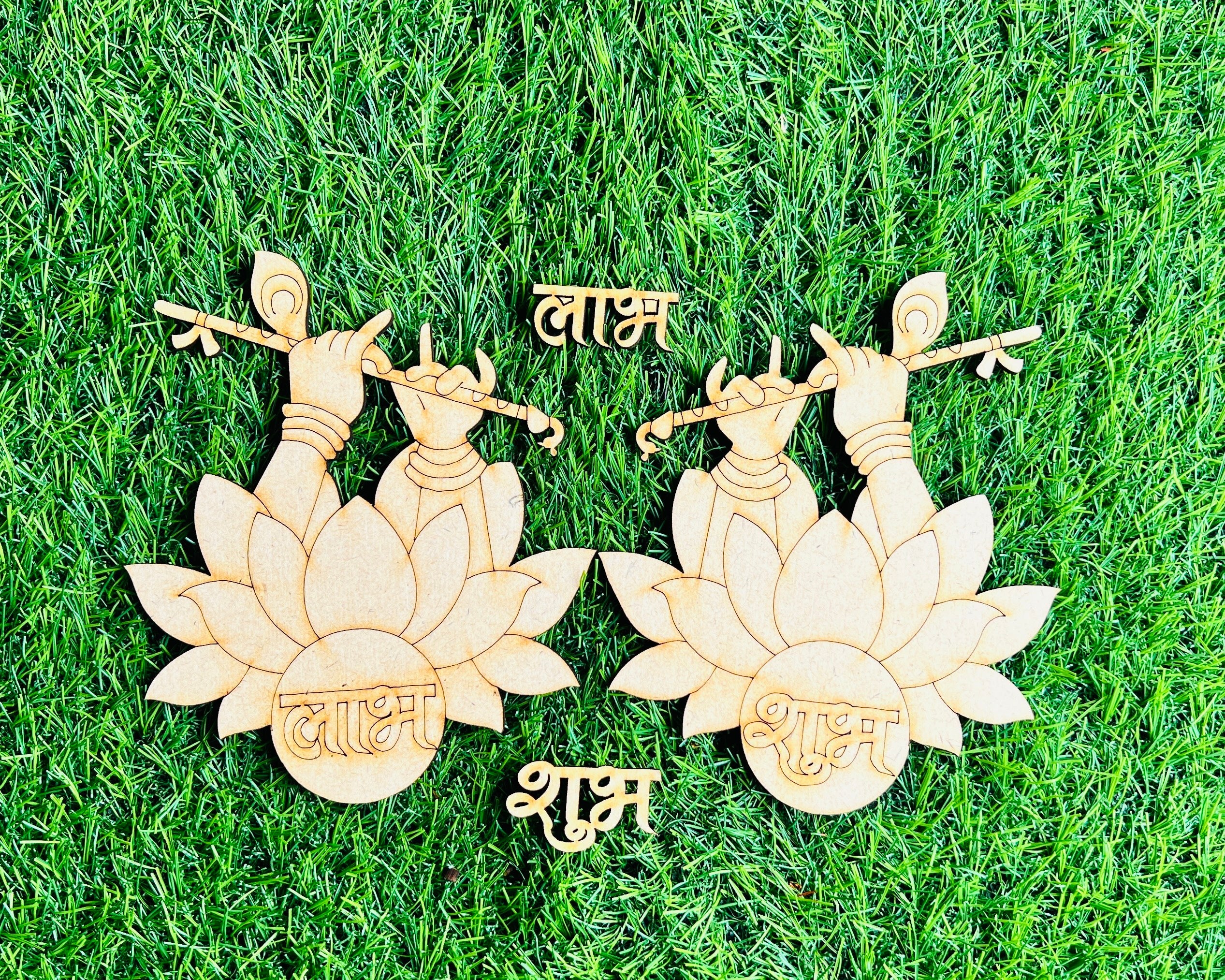MDF Premarked Shubh-Labh Lotus cutout-269
