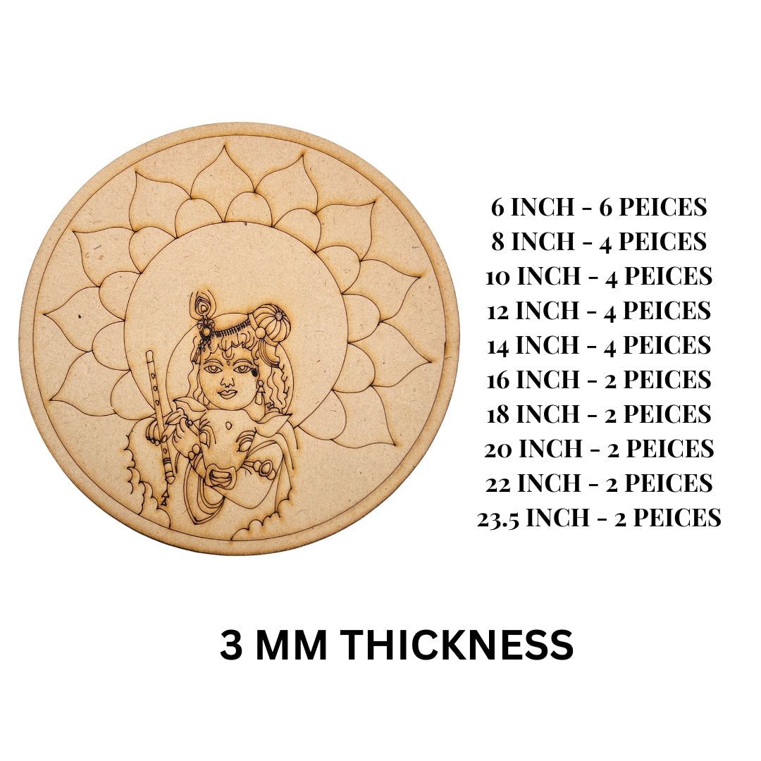 MDF Premarked Round lord krishna-362