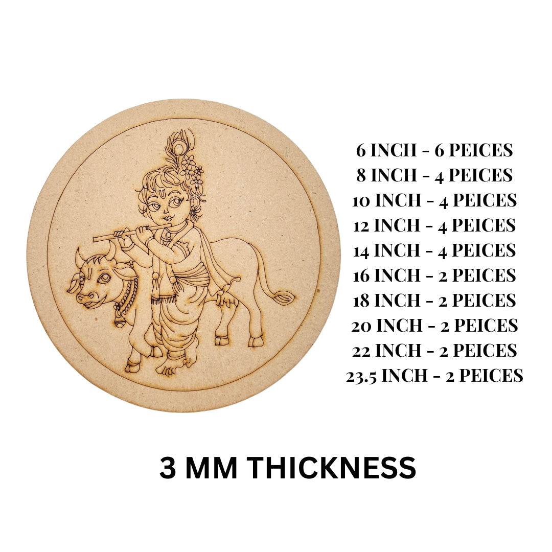 MDF Premarked Round Little Krisna-363