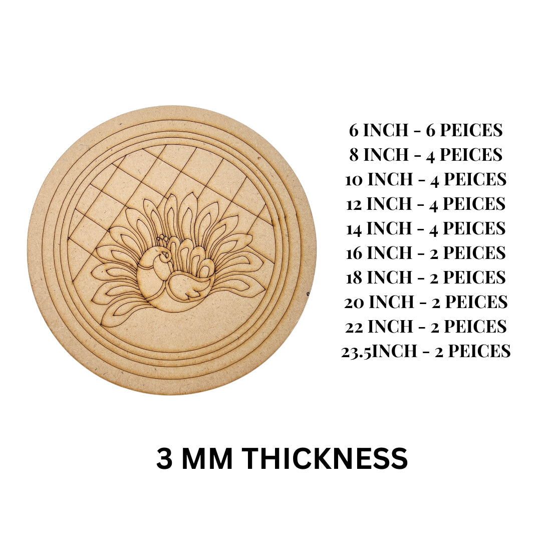 MDF Premarked Round Peacock shape-364