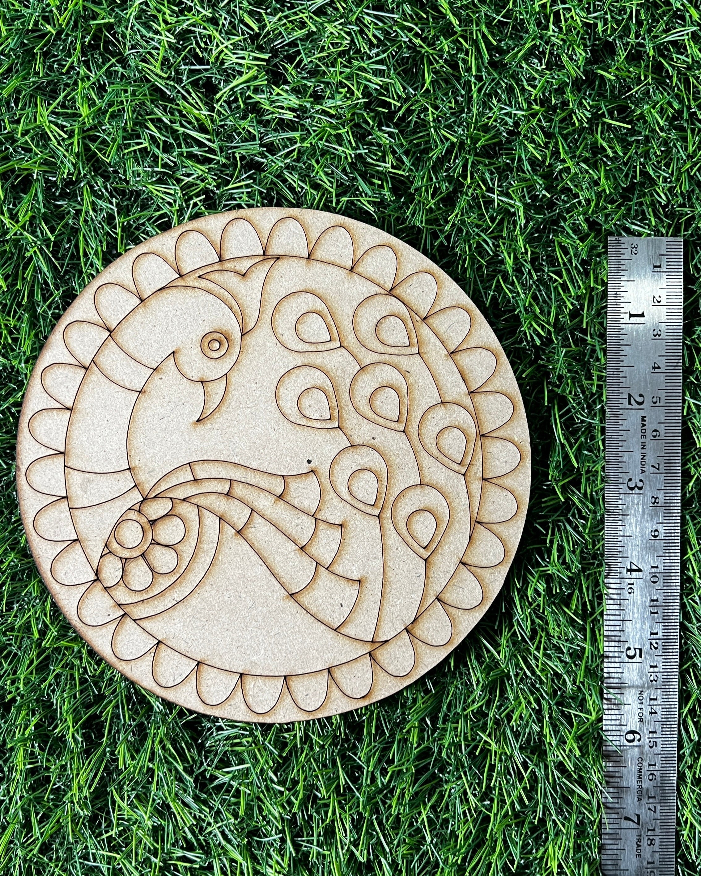 MDF Premarked Round peacock shape-95