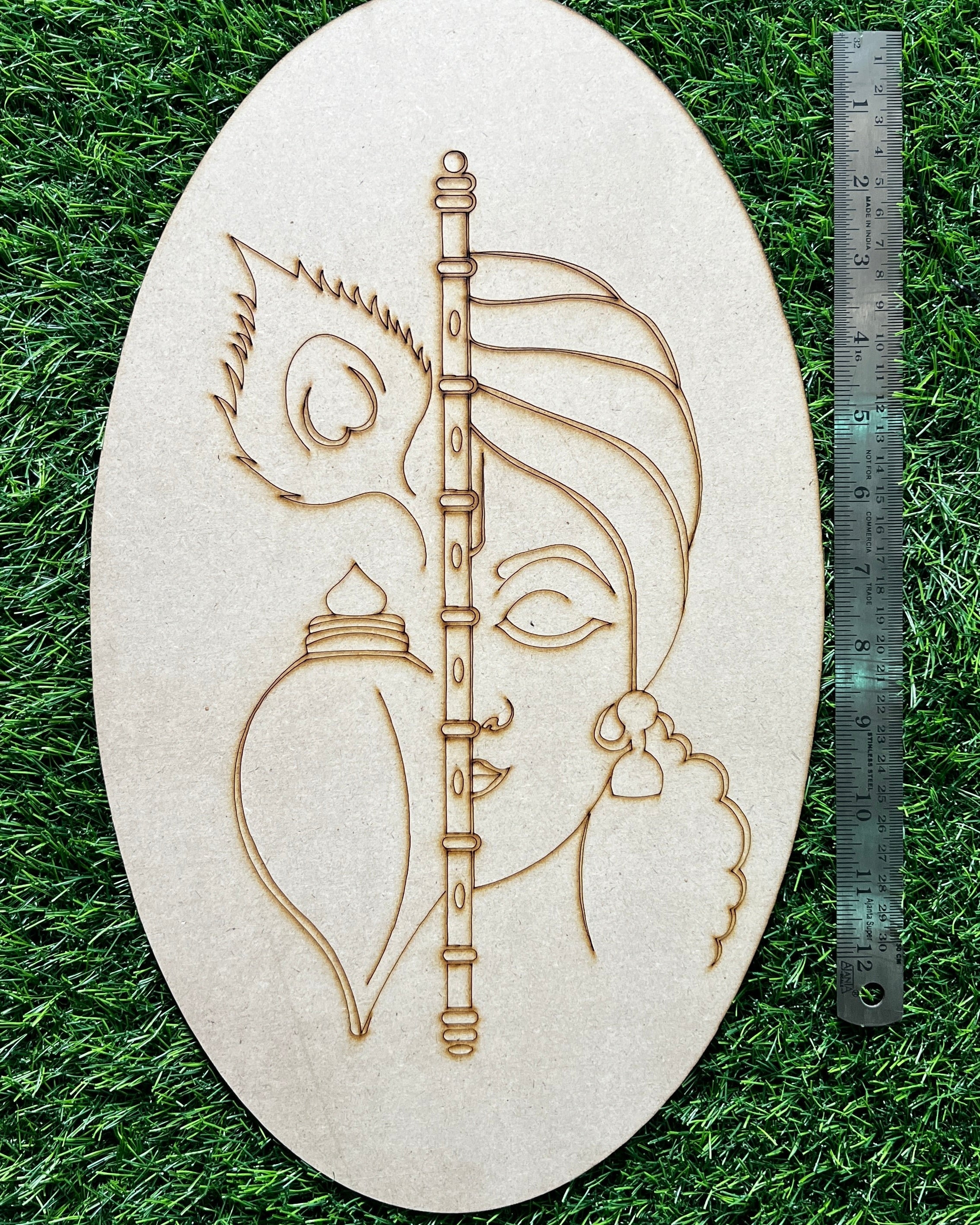MDF Premarked oval lord krishna shape-155