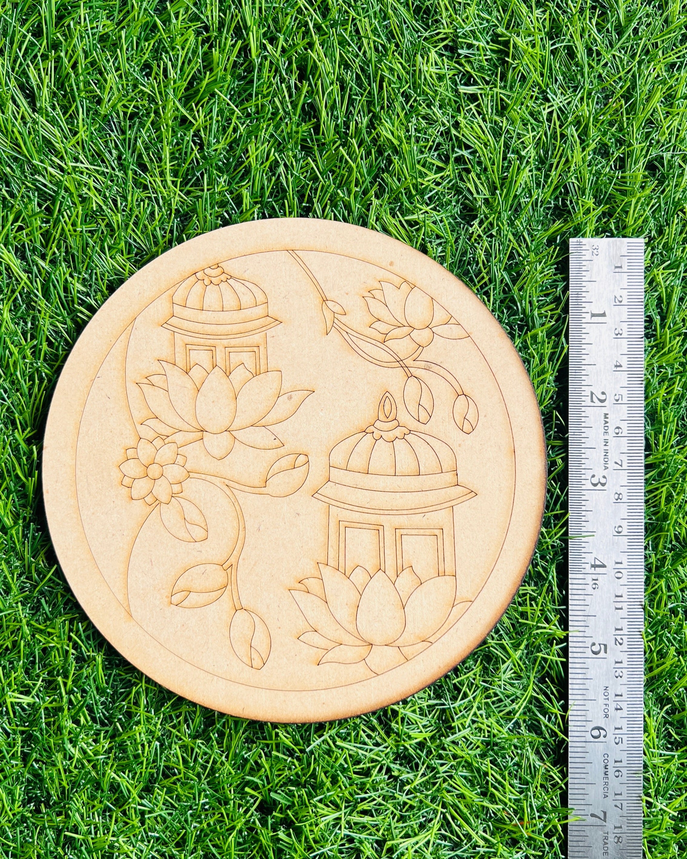 MDF Premarked Temple with Flowers-191