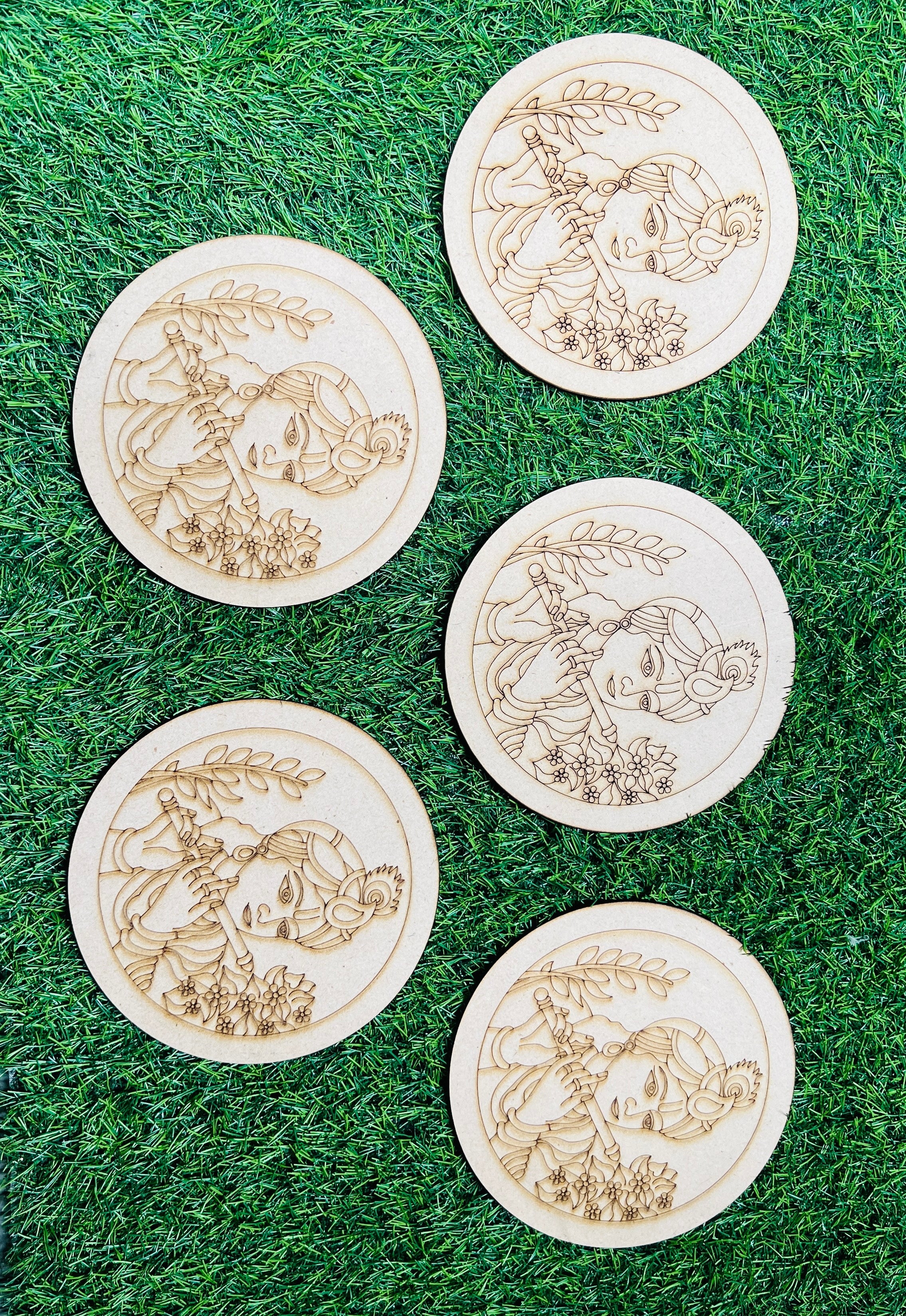 MDF Premarked Round lord krishna shape -138