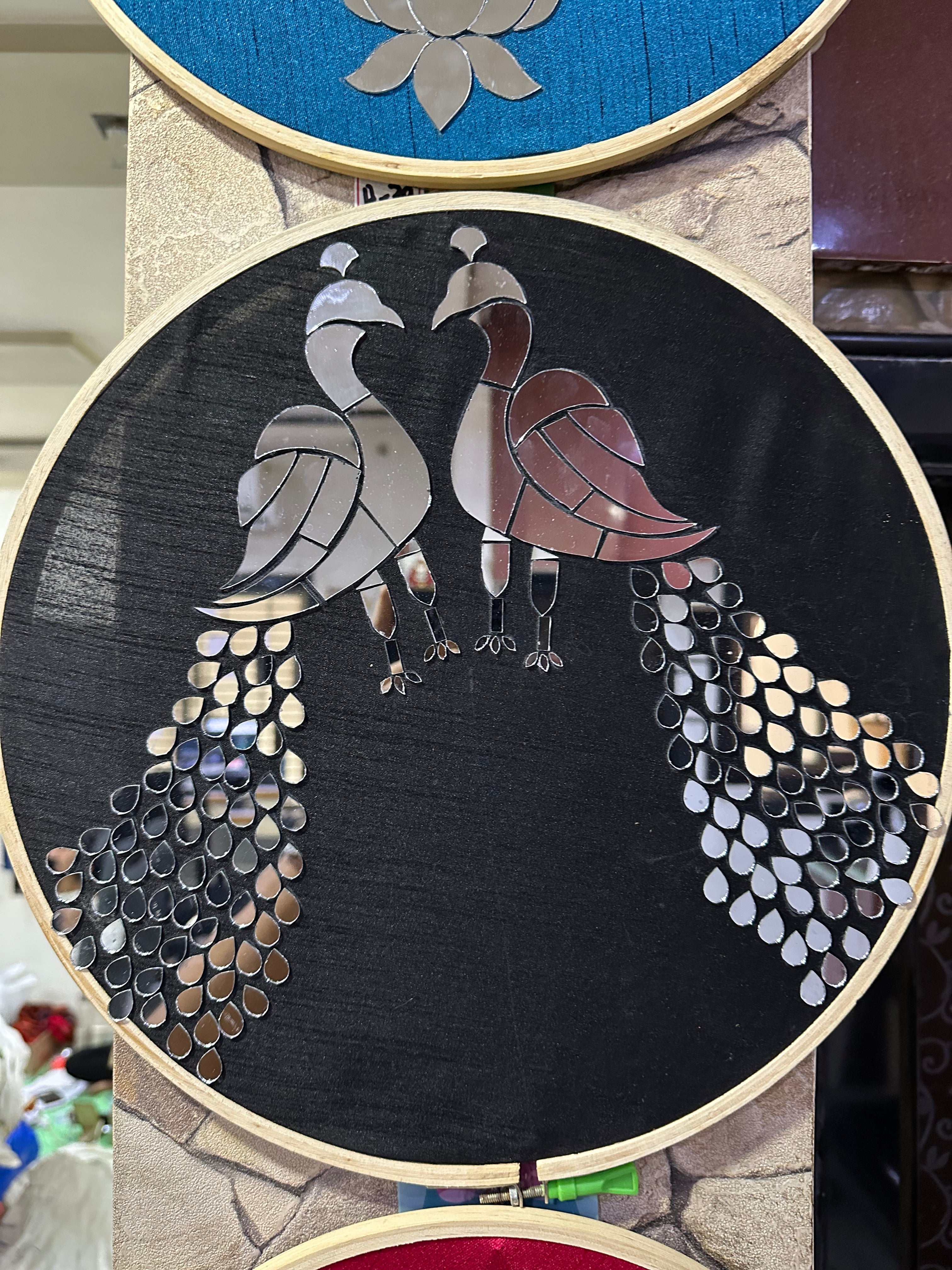 Fancy silver peacock shape mirror M-1170-R