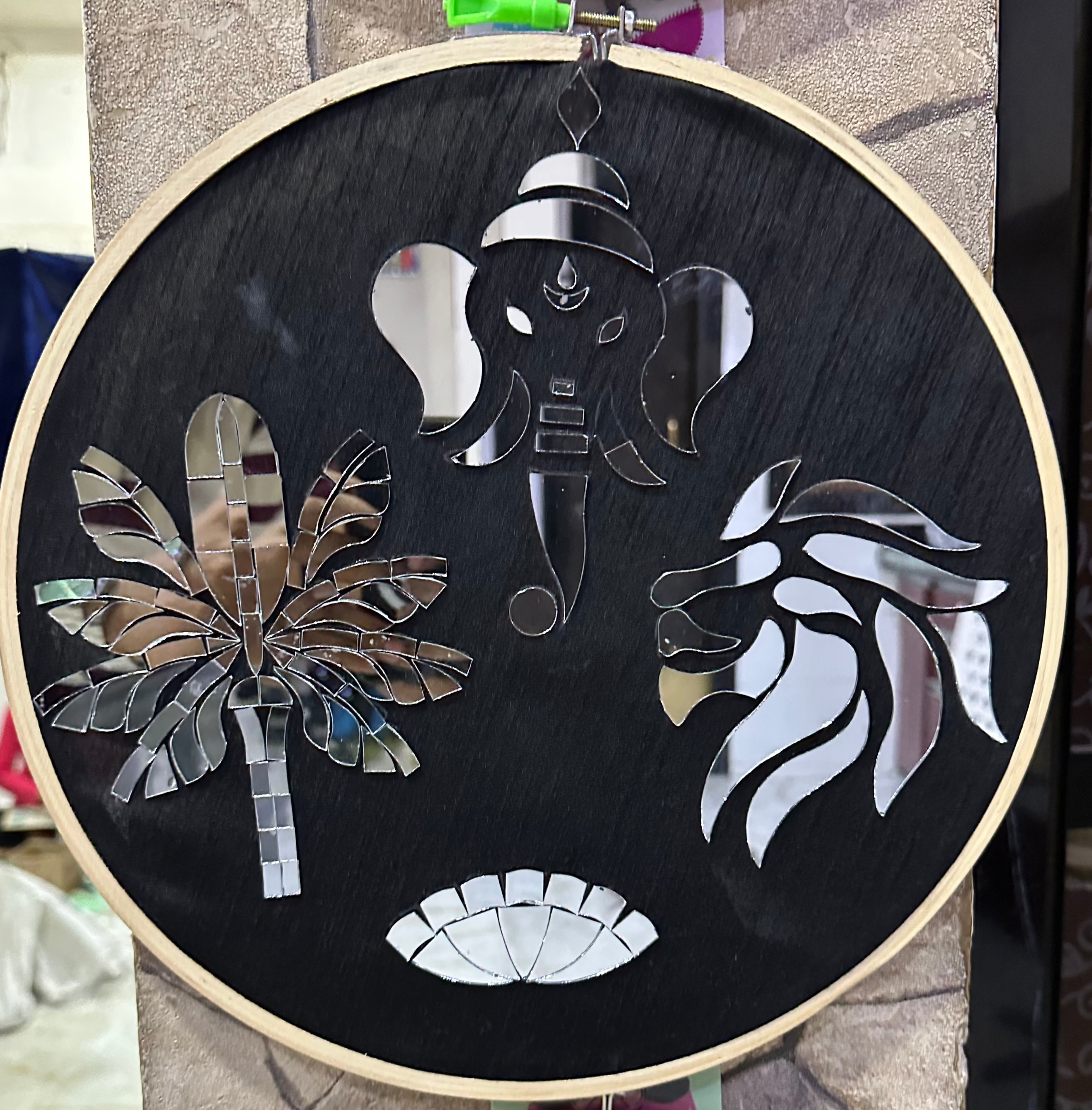 Fancy Ganesha shape mirror G-1206