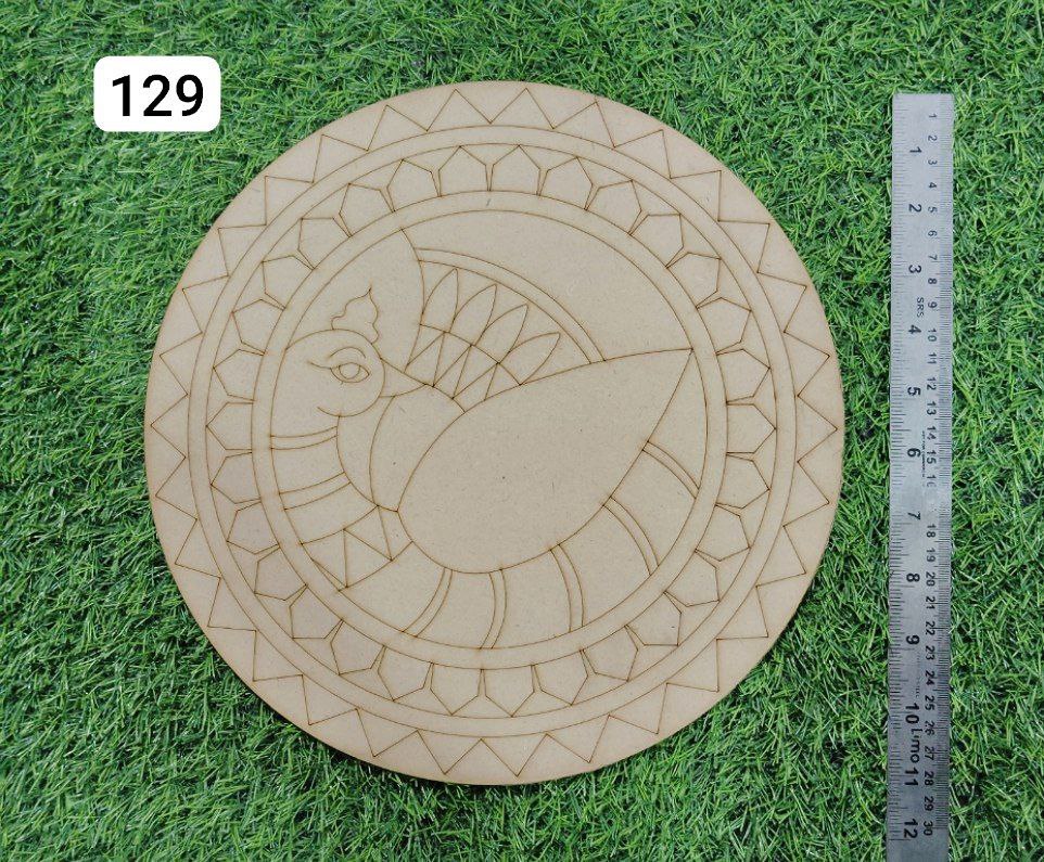 MDF Premarked Round Peacock shape-129