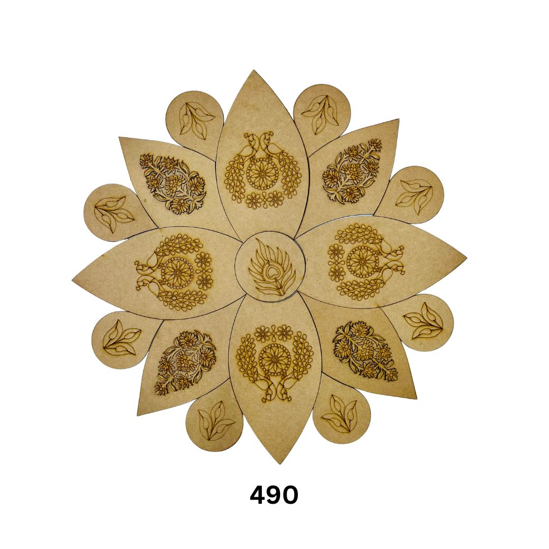 Rangoli cutout for decoration with mirror-490