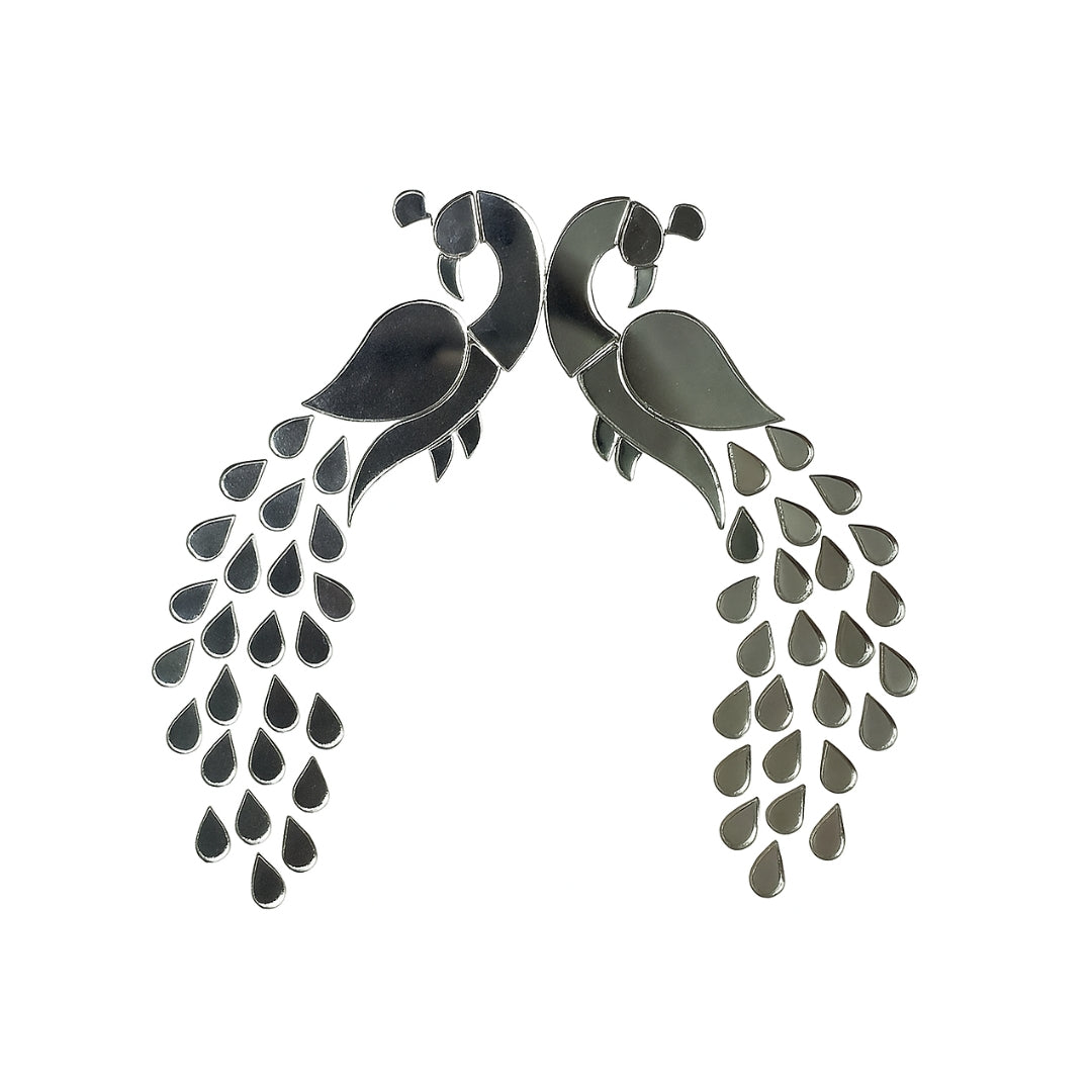 Fancy silver peacock shape mirror-1424