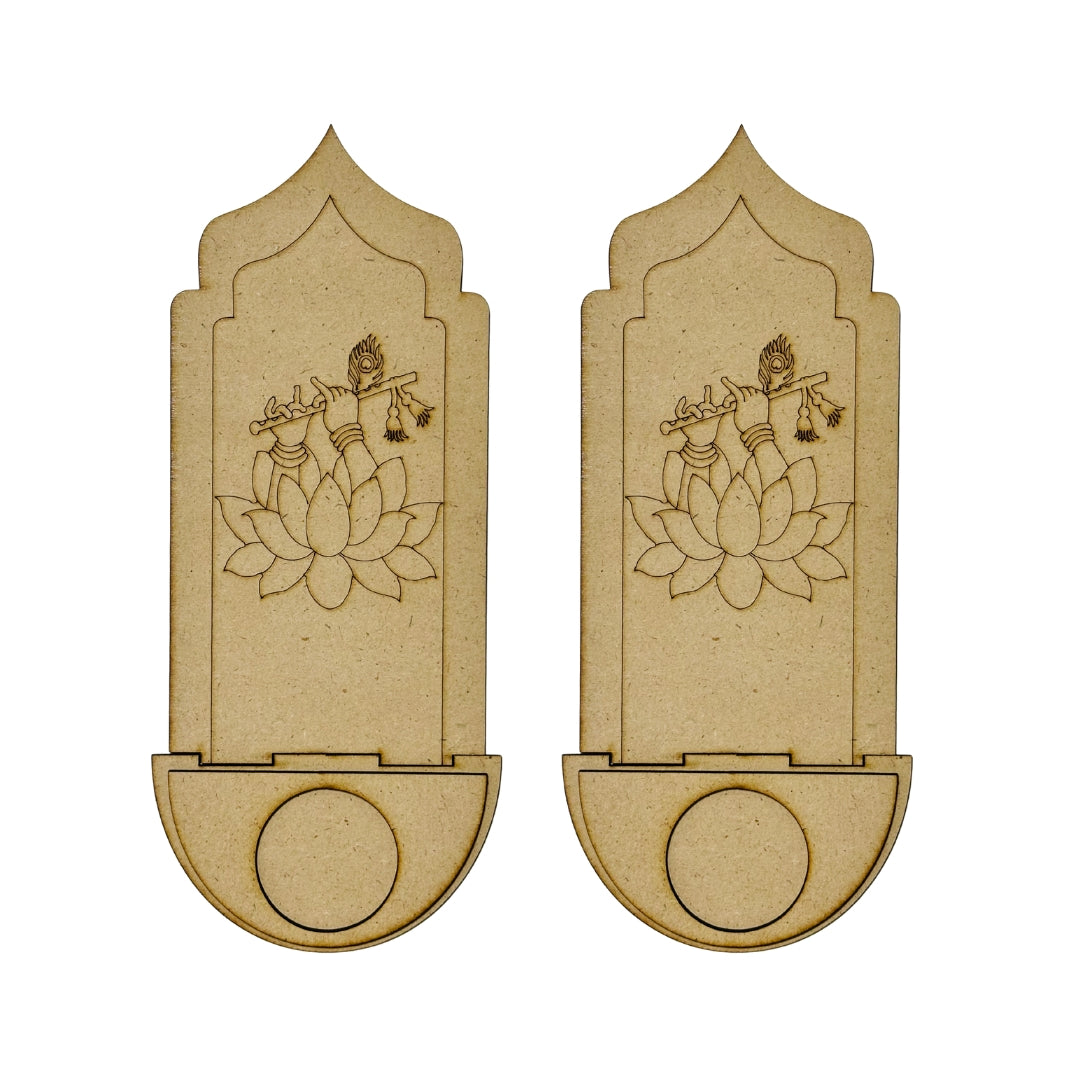 Mdf fancy flute shape candle holder-488