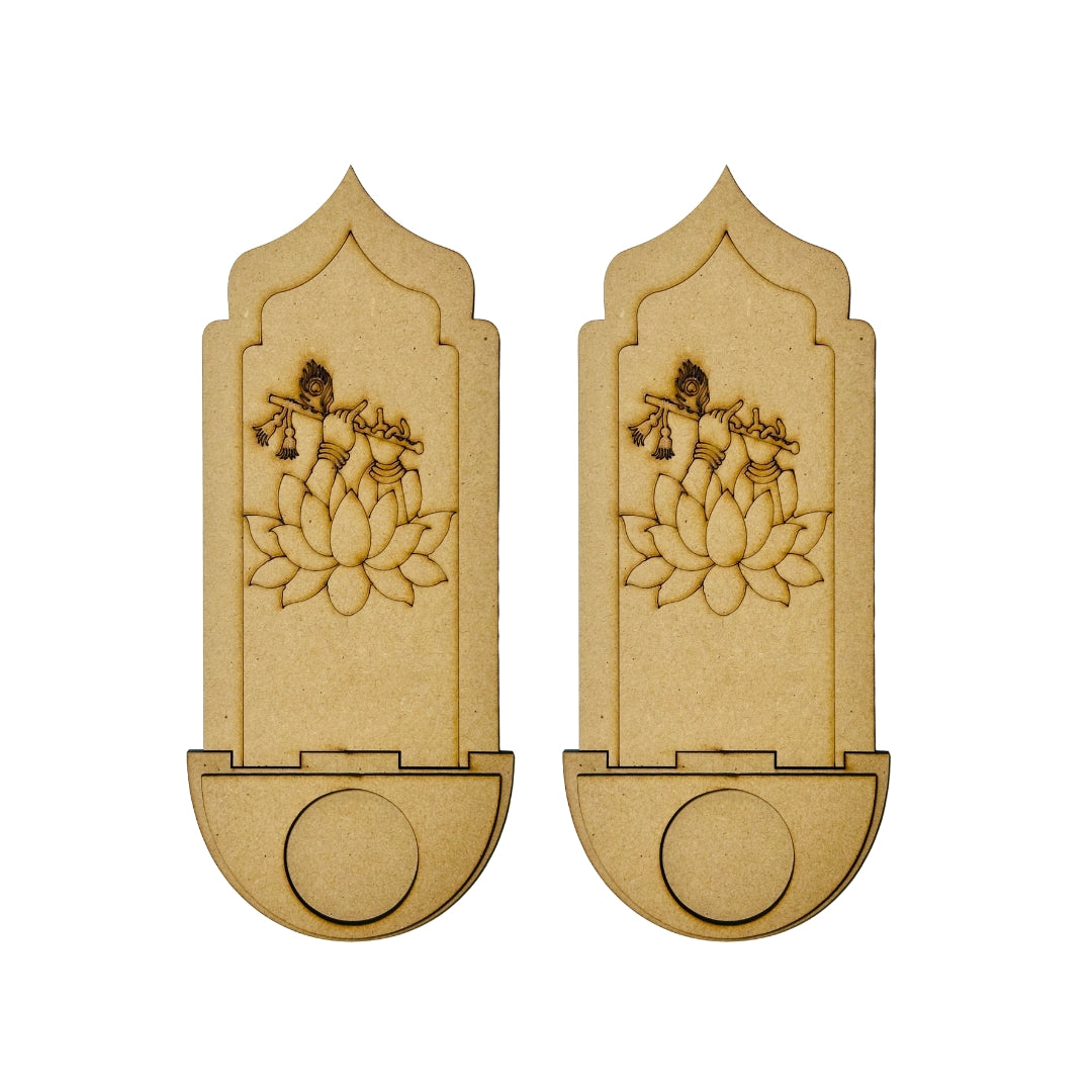 Mdf fancy flute shape candle holder-491