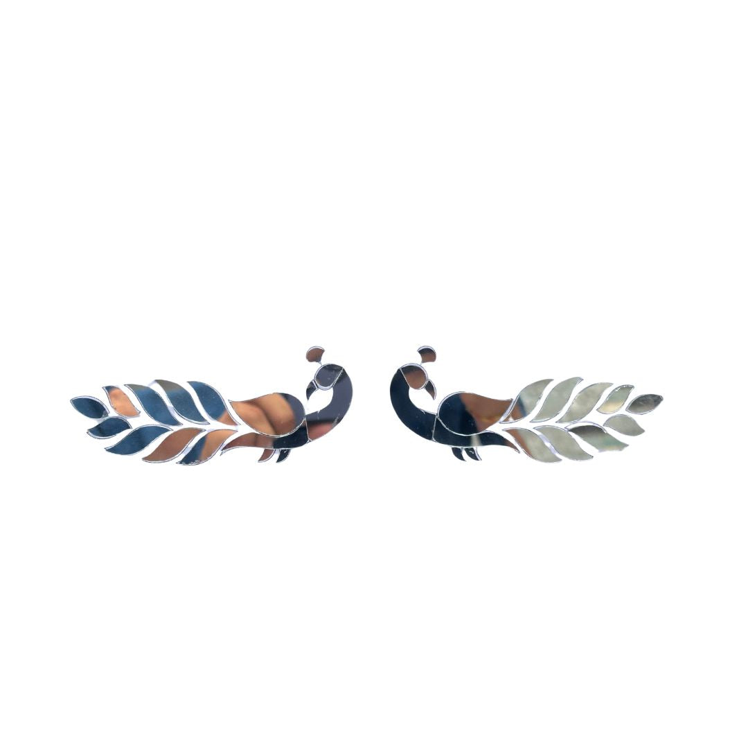 Fancy silver peacock shape mirror (Left & Right) P-1416