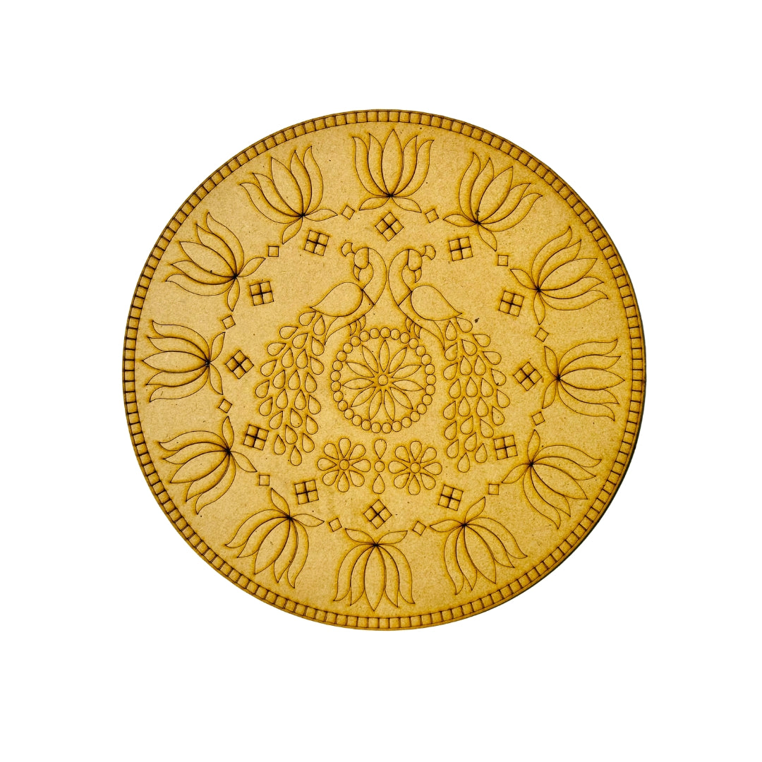 Round peacock mdf (with mirrors)-461