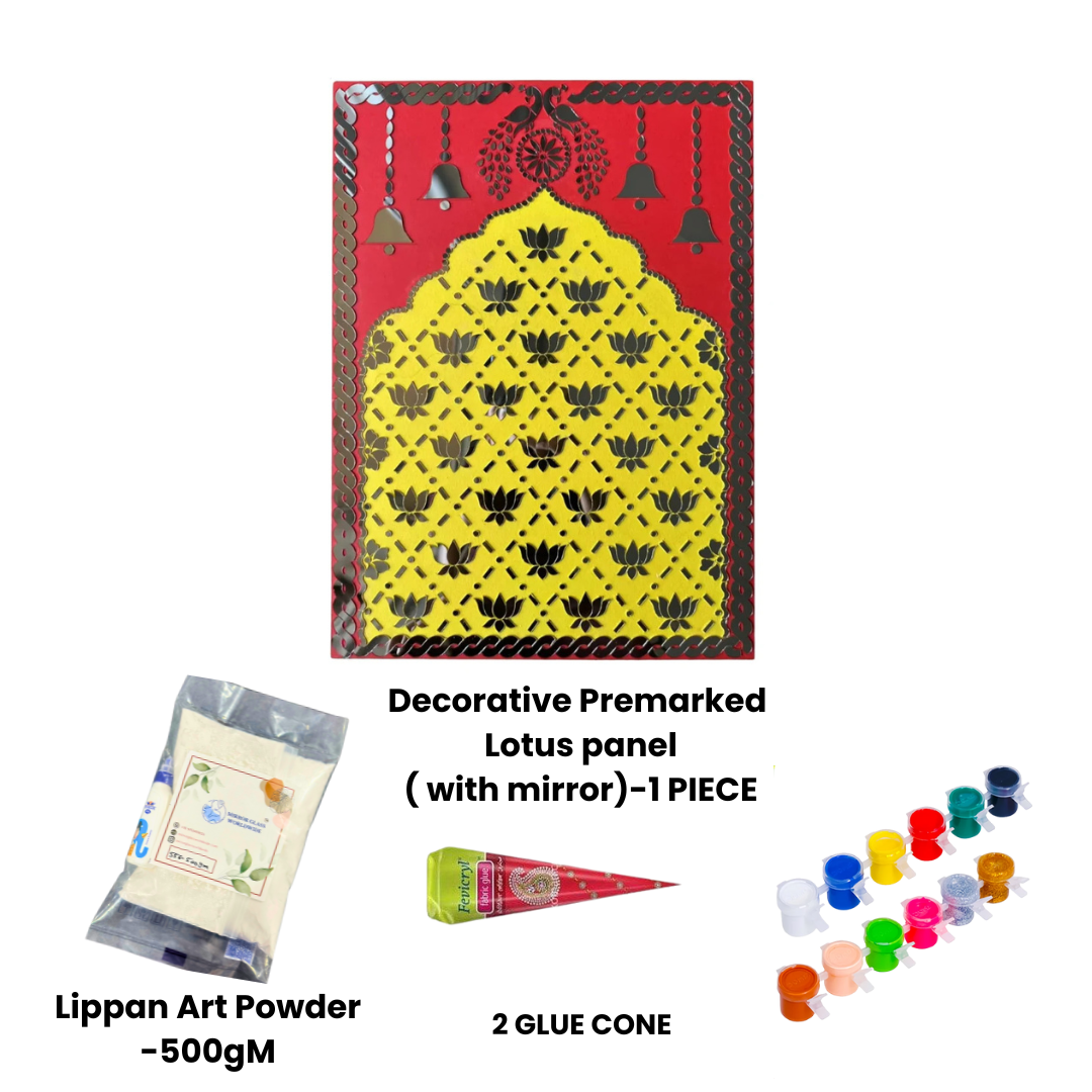 Decorative Premarked Lotus panel  (with mirrors)-526 Mosaic kit-1633