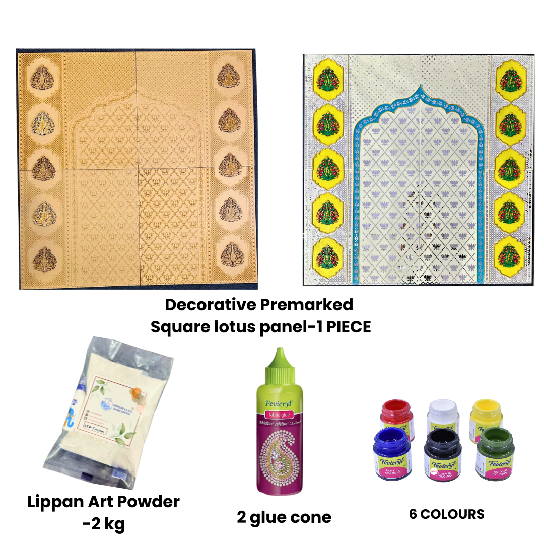 Decorative Premarked Square lotus panel (with mirrors)-527 Mosaic kit-1632