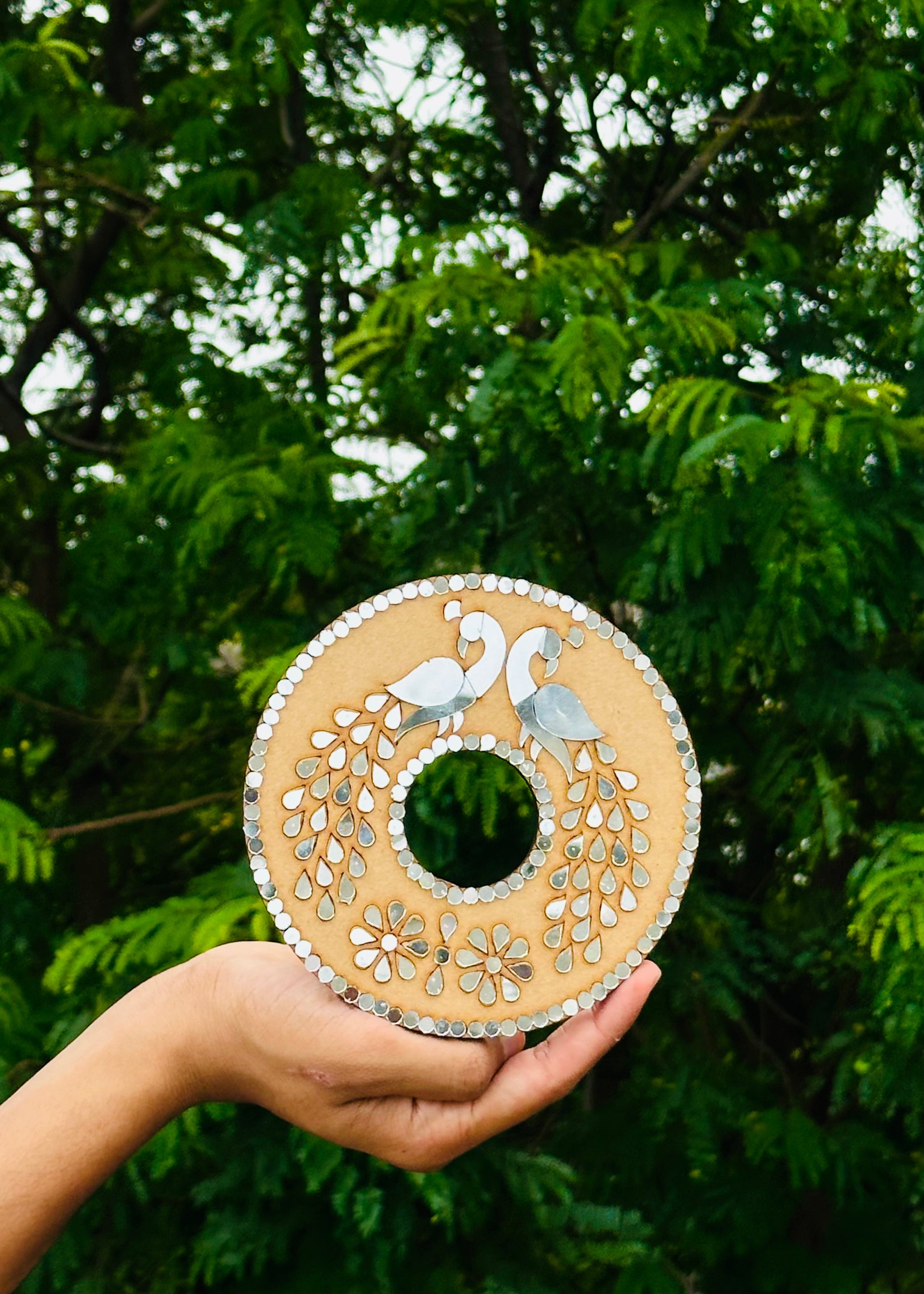 Peacock Candle holder (with mirrors)-484