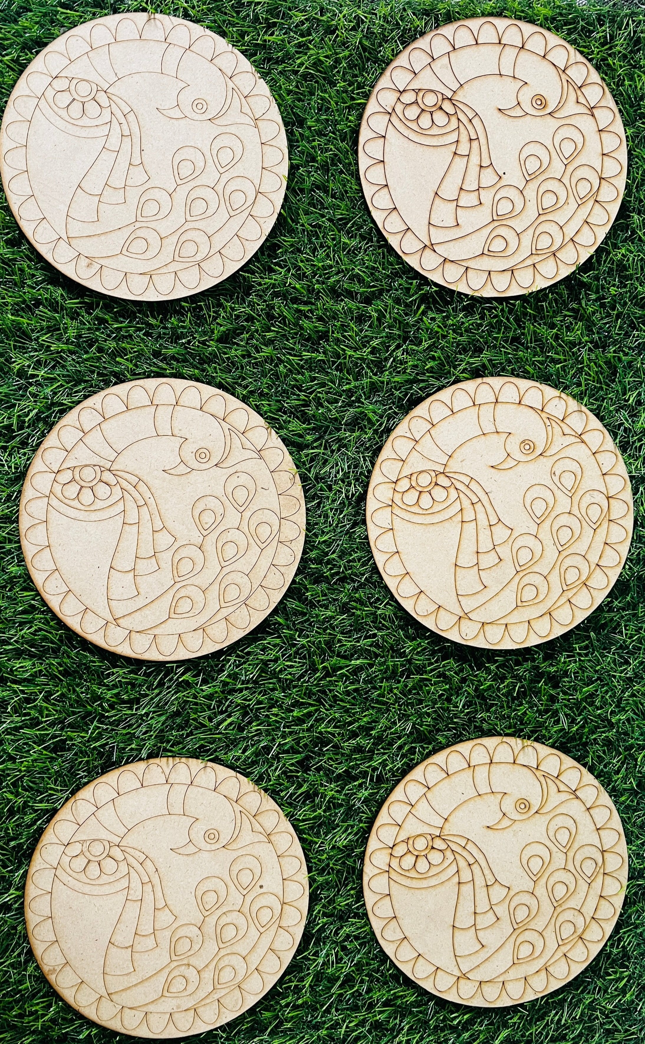 MDF Premarked Round peacock shape-95