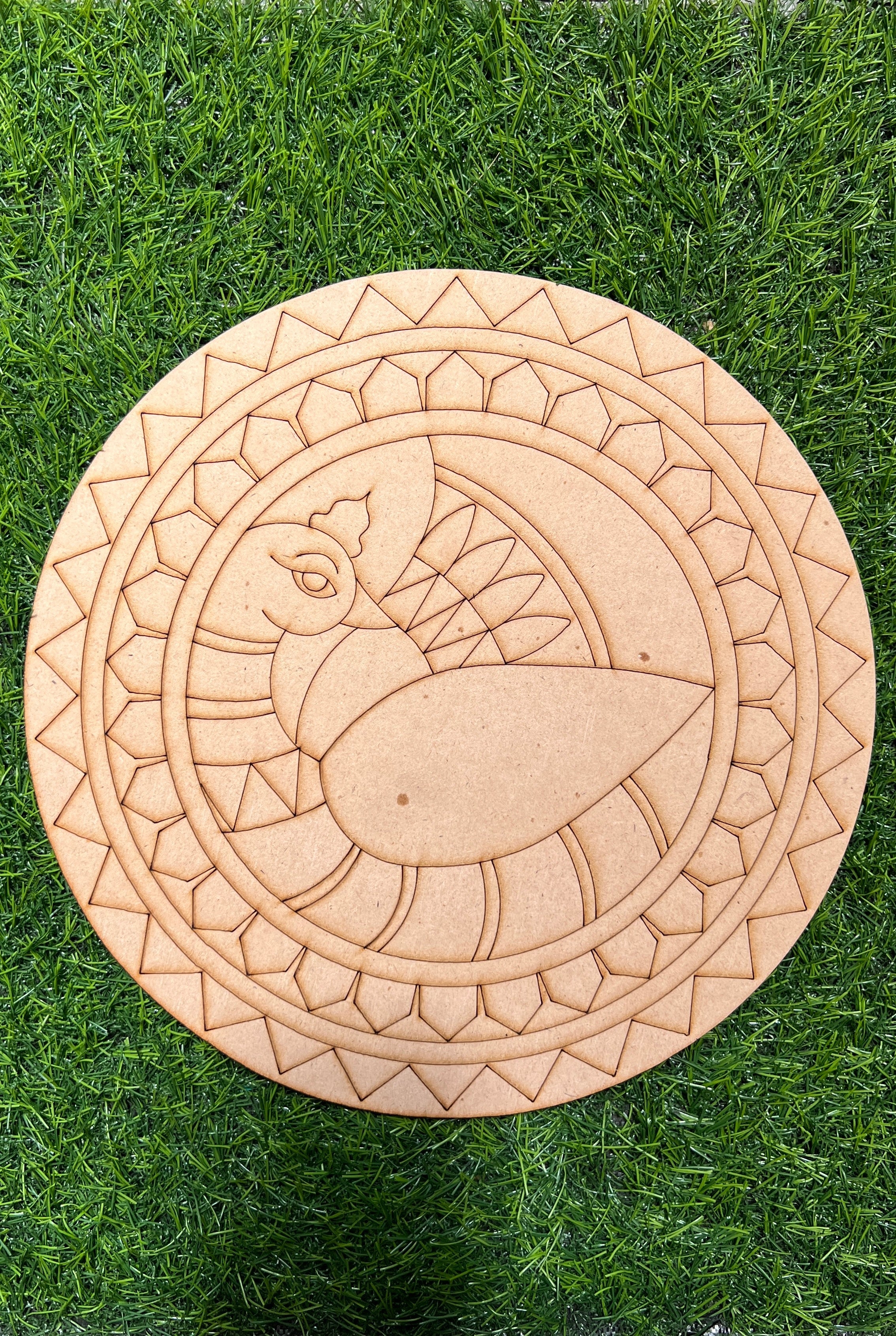 MDF Premarked Round Peacock shape-129