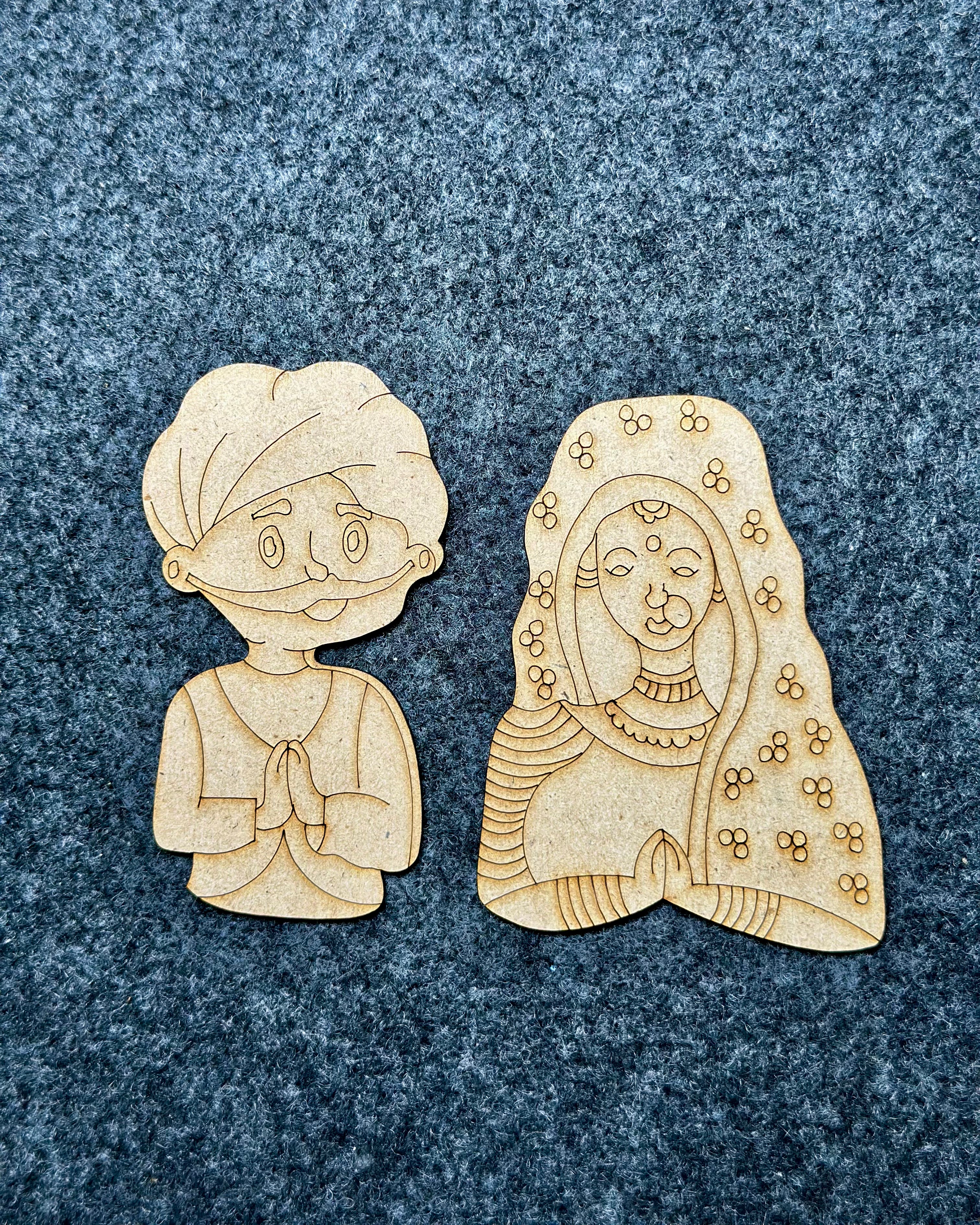 MDF Premarked Rajasthani Welcomeing Couple  Cutout -561